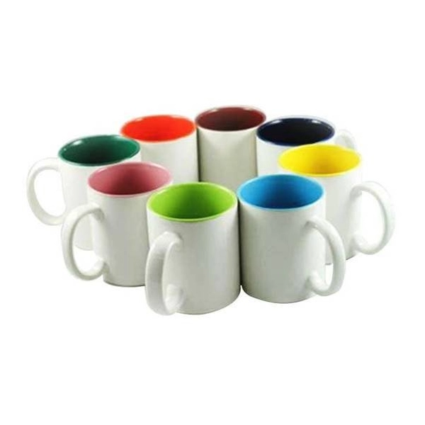 Mugs en Cerámica de 11 onzas, color blanco, interior en color