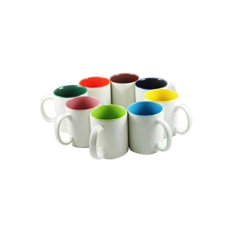 Mugs en Cerámica de 11 onzas, color blanco, interior en color