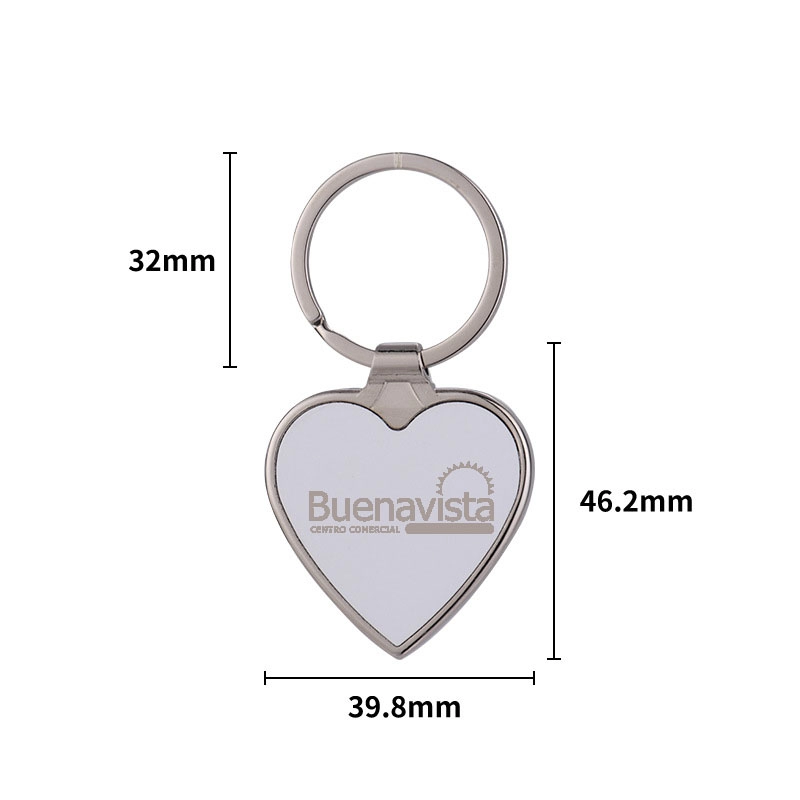 Llavero Metalico en diseño de Corazon, 46.2 x 39.8 mm