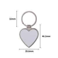 Llavero Metalico en diseño de Corazon, 46.2 x 39.8 mm