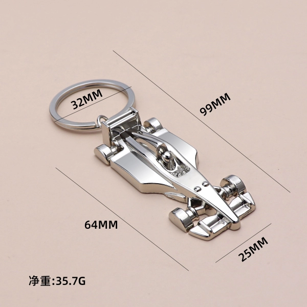 Llavero Metalico 3D en forma de Carro Formula 1 , 64 x 25 mm