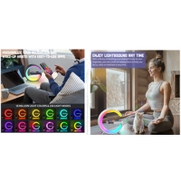 Cargador Inalambrico 4 en 1, con Parlante BT, Lampara y Reloj, 24x23x8 cm