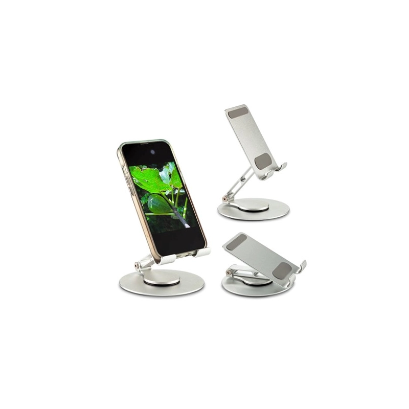Stand metalico para Celular y Tablet, con medida 10.5 x 11.2 x 3.2 cmts