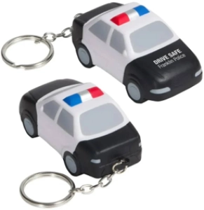 Llavero Antistress,  en forma de Carro Policia, elaborado en PU