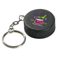 Llavero Antistress,  elaborado en PU, en forma de Puck de Hockey