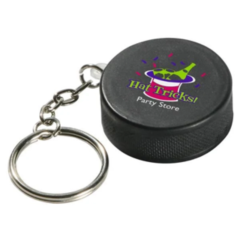 Llavero Antistress,  elaborado en PU, en forma de Puck de Hockey