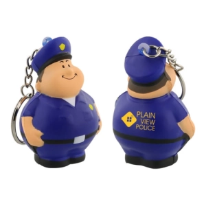Llavero Antistress,  elaborado en PU, en forma de Policia
