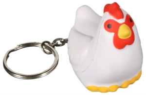 Llavero Antistress,  elaborado en PU, en forma de Gallina