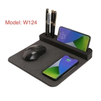 Mouse Pad con Cargador Inalambrico, stand de celular y portaboligrafos