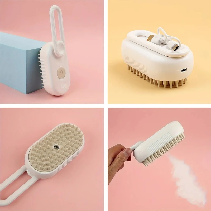 Cepillo Steam para Mascotas, con salida a vapor y carga de agua, 12x6.5x4.5