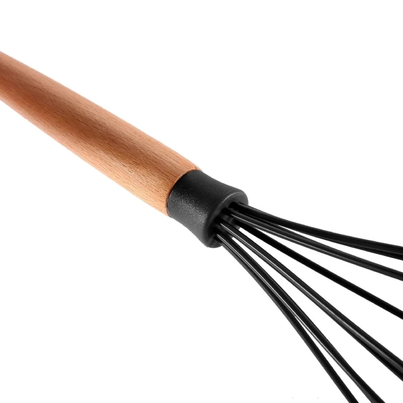 Batidor Savy, mango en madera y batidor en silicona, de 30 x 6.5 cmts