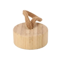 Botella de Vidrio 350 ml, grip de silciona, tapa de madera y cordon, 20x6.2