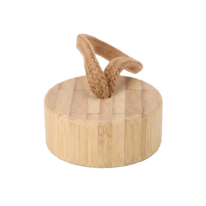 Botella de Vidrio 350 ml, grip de silciona, tapa de madera y cordon, 20x6.2