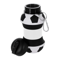 Botella Balon Futbol plegable en silicona, 600 ml, 18 x 9 x 6 cmts, con pitillo