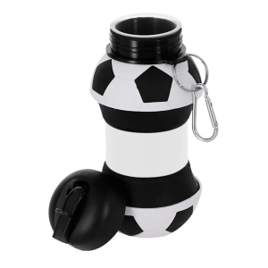 Botella Balon Futbol plegable en silicona, 600 ml, 18 x 9 x 6 cmts, con pitillo