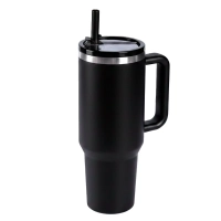 Mug con Manija de 1200 ml, en acero inox doble con pitillo, de 26 x 7.8 cmts