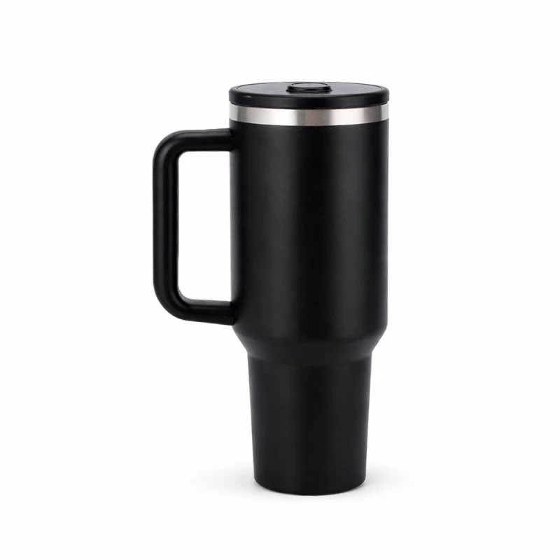 Mug con Manija de 1200 ml, en acero inox doble con pitillo, de 26 x 7.8 cmts