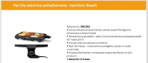 Parrilla Electrica Antiadherente Hamilton Beach,