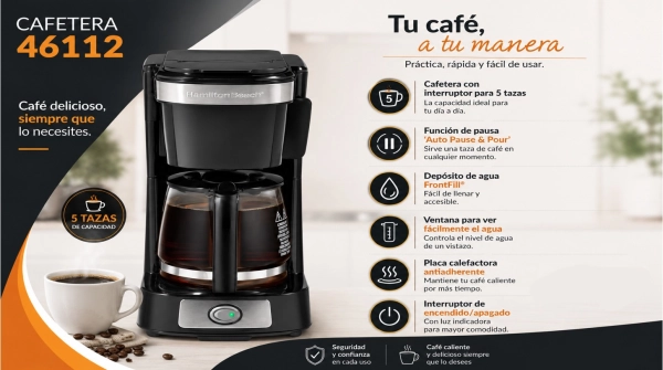 Cefetera Hamilton Beach, para 5 Tazas de Cafe