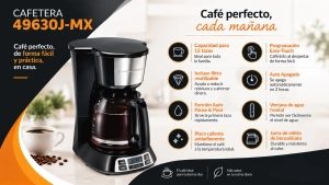 Cafetera para 12 Tazas, con filtro reutilizable