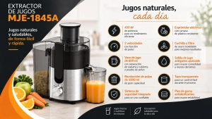 Extractor de Jugos Naturales, capacidad 600 ml, 450W, 2 velocidades