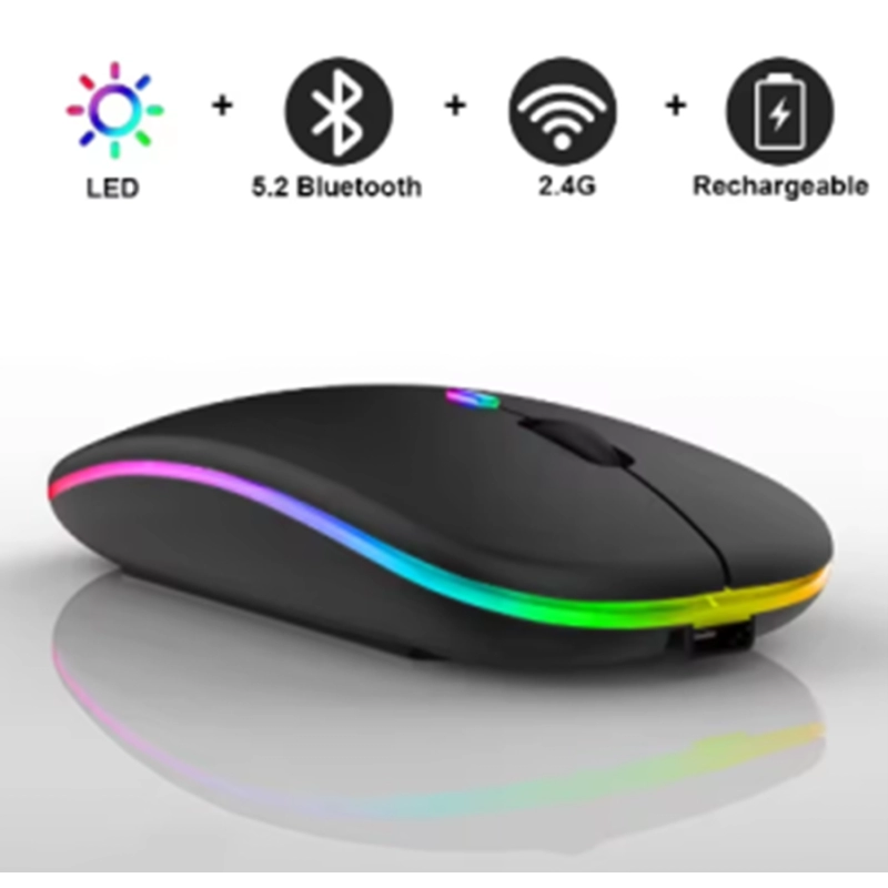 Mouse Inalambrico Bluetooth + 2.4G optical wireless, 112 x 58 x 25 mm