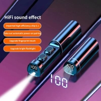 Audifonos BT c/ Linterna e indicador LED, version 5.1, encendido con huella