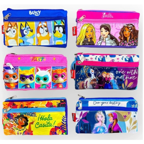 Cartuchera Rangers, sublimada, en lona, con 2 bolsillos, de 22 x 12 cmts