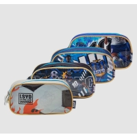 Cartuchera Riverside, en lona, con vivo plastico, 23 x 12 x 5 cmts