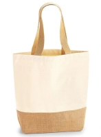 Bolso Infinity, en Lona Cruda con base en Yute, 40 x 32 x 8 cmts, bolsillo interno