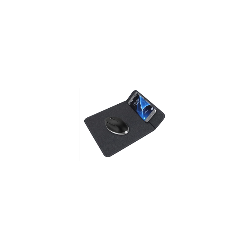 Mouse Pad con Cargador Inalámbrico plegable, 5W, en Tela PU + microfibra