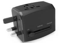 Adaptador para Viajes con multiples Conectores, 6.3 x 5.6 x 5.25 cmts