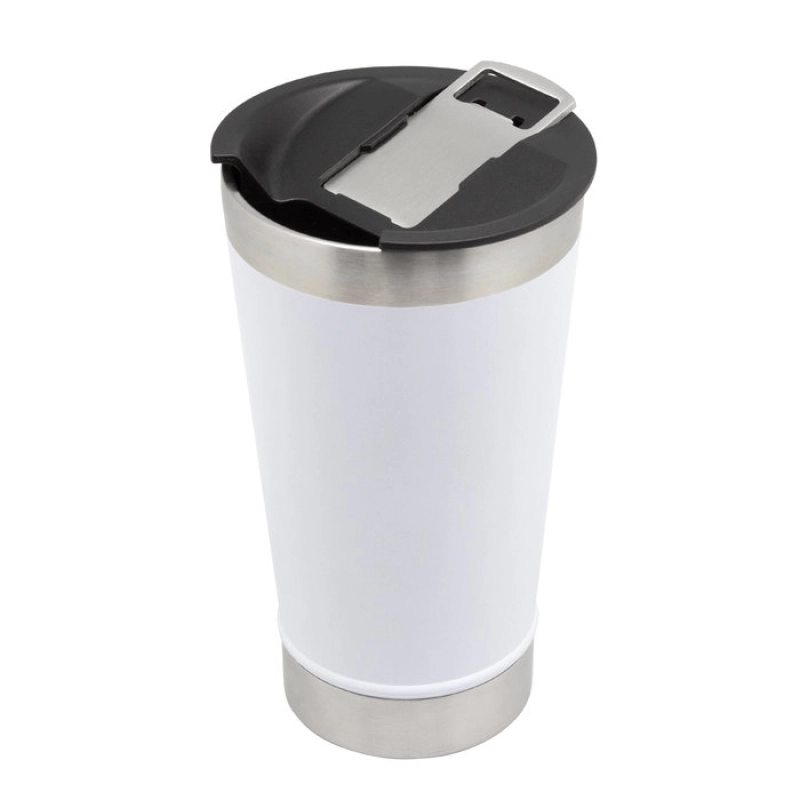Mug Doble Pared en acero tapa plastica, 500 ml, de 7.5 x 17 cmts