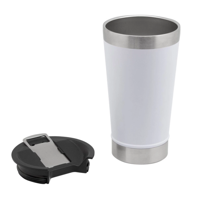 Mug Doble Pared en acero tapa plastica, 500 ml, de 7.5 x 17 cmts
