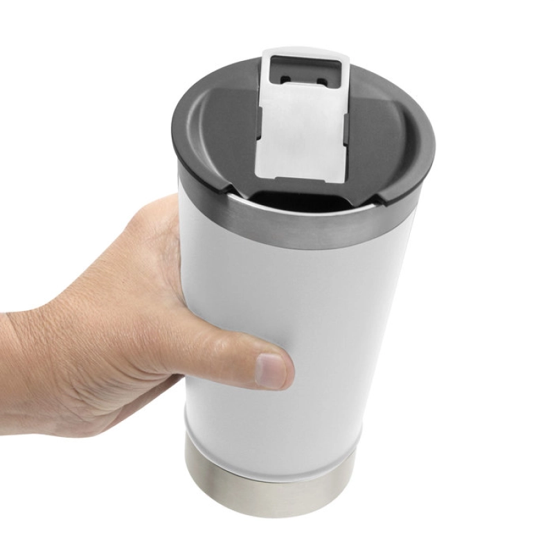 Mug Doble Pared en acero tapa plastica, 500 ml, de 7.5 x 17 cmts