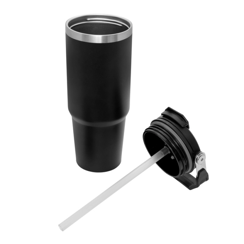 Mug Termico 880 ml, doble pared, sellado al vacio con pitillo,  10.5 x 24 cm