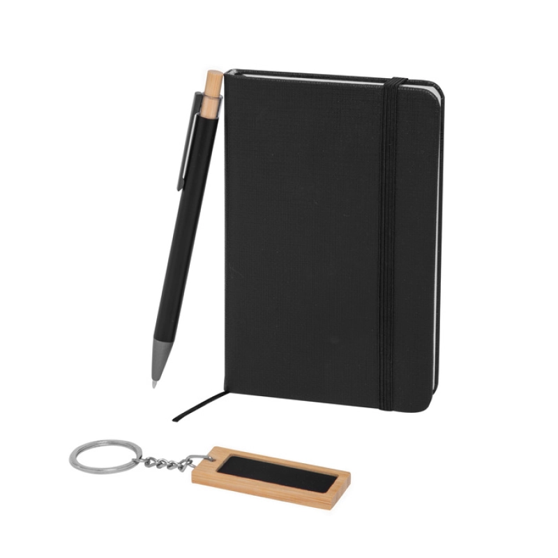 Set Ejecutivo 3 articulos, Boligrafo, Libreta y Llavero, caja 21.8x17.8x2.4 cm