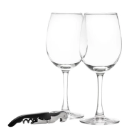 Set de 2 Copas de Vino y Sacacorchos, en caja de regalo 7.4x 20 cmts