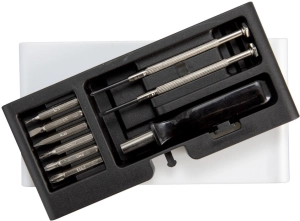 Set de 3 Destornilladores con multiples puntas, caja de 7.3 x 13.7 x 2.1 cm