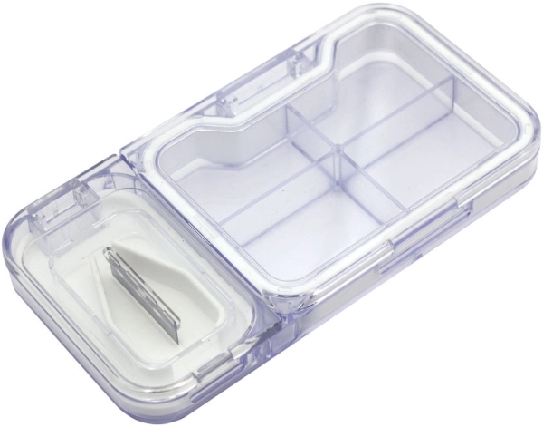 Pastillero Organizador con corta pastillas, medida 12 x 6.3 x 1.8 cmts