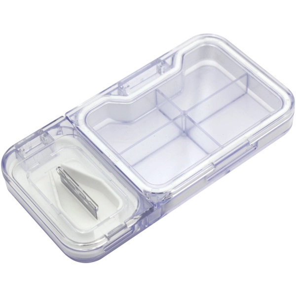 Pastillero Organizador con corta pastillas, medida 12 x 6.3 x 1.8 cmts