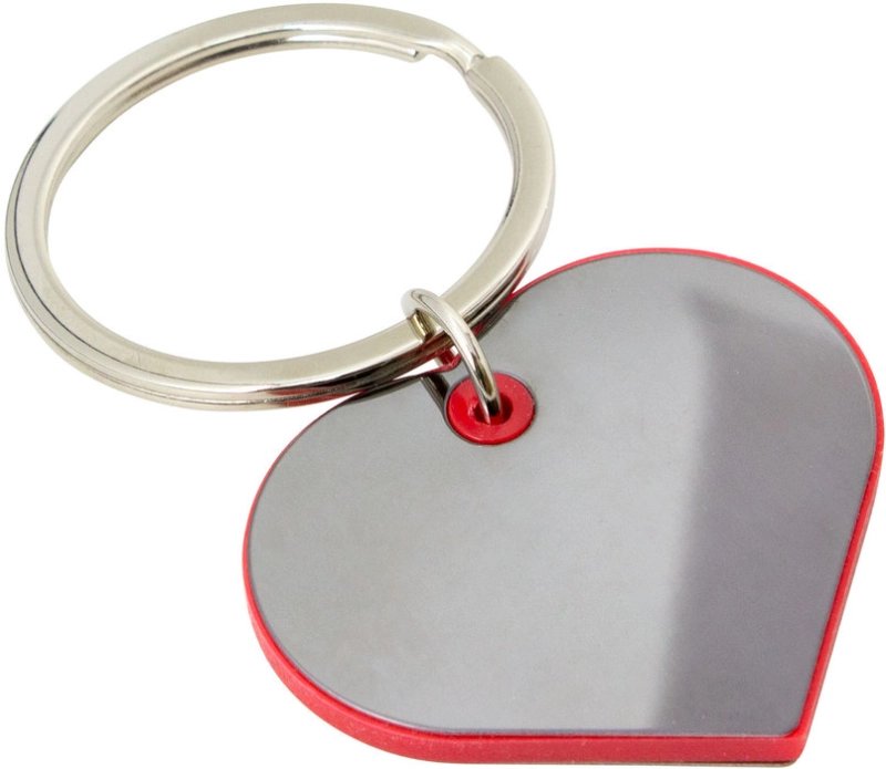 Llavero en forma de Corazon, estructura plastica con acero, 4.3 x 3.5 x 0.35