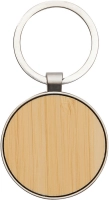 Llavero Redondo metalico frente barnizado color bambu, en caja