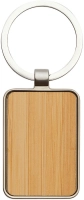 Llavero Rectangular metalico frente barnizado color bambu, en caja