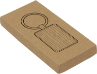Llavero Rectangular metalico frente barnizado color bambu, en caja