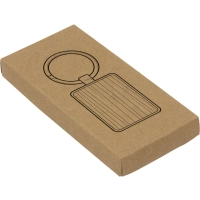 Llavero Rectangular metalico frente barnizado color bambu, en caja