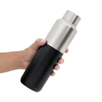Botella doble pared 600 ml, en acero acabado mate, tamaño 7 x 24.5 cmts