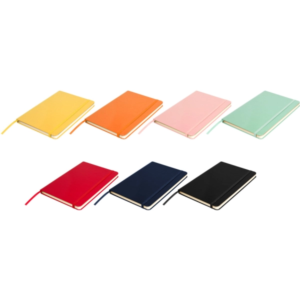 Libreta con cubierta en Cuerina, 80 hojas, tamaño 14 x 21 x 1.5 cmts,