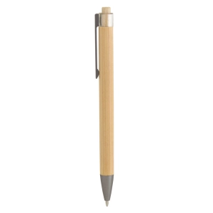 Boligrafo Retractil en Bambu, con clip metalico y puntera plastica, 14.1 cm