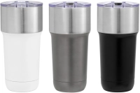 Mug Metalico doble pared con tapa, de 600 ml, tamaño 8.8 x 18.8 cmts